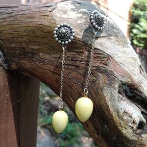 Elegant Silver and Yellow Dangle Earrings